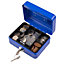 Hardys Metal Cash Box Money Bank Deposit Steel Tin Security Safe Petty Key Lockable - 4" Blue