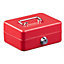 Hardys Metal Cash Box Money Bank Deposit Steel Tin Security Safe Petty Key Lockable - 4" Red