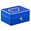Hardys Metal Cash Box Money Bank Deposit Steel Tin Security Safe Petty Key Lockable - 6" Blue