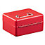 Hardys Metal Cash Box Money Bank Deposit Steel Tin Security Safe Petty Key Lockable - 6" Red