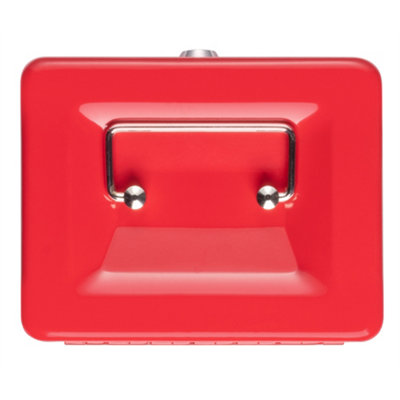 Hardys Metal Cash Box Money Bank Deposit Steel Tin Security Safe Petty Key Lockable - 6" Red