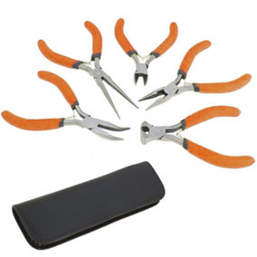 Hardys Mini Pliers Set 5pcs -  Bent Nose, End Cutting, Needle Nose, Long Nose and Side Cutter Pliers - Soft Grip Sprung Handles