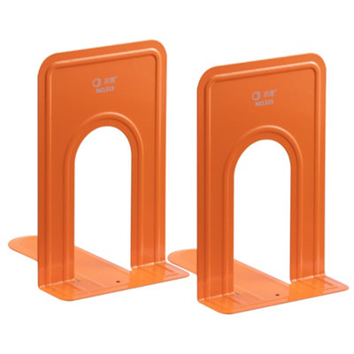 Hardys Pair of Heavy Duty Metal Bookend Anti Slip Book End Stand Support Office School - Orange