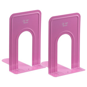 Hardys Pair of Heavy Duty Metal Bookend Anti Slip Book End Stand Support Office School - Pink