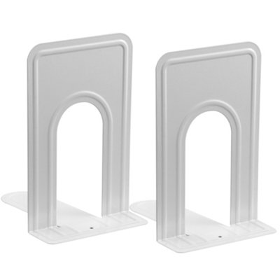 Hardys Pair of Heavy Duty Metal Bookend Anti Slip Book End Stand Support Office School - White