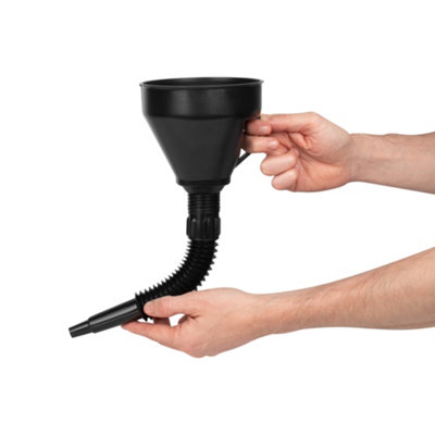 Hardys Plastic Funnel - Large Nozzle Funnel with Integrated Mesh and Handle, Detachable Flexible Spout for Liquids, Oil, Petrol