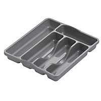 Hardys Plastic Kitchen Cutlery Tray Organiser Rack Holder Drawer Insert Tidy Storage - Silver