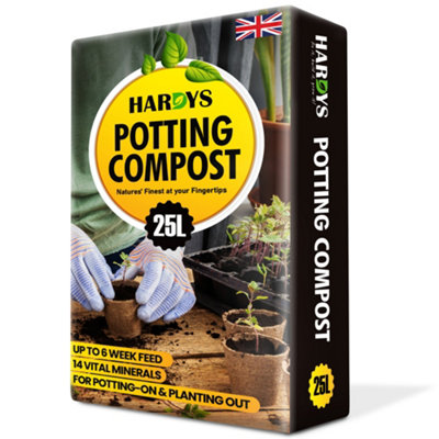 Hardys Potting-On Compost 25L - Young Plant, Seedling & Cutting Organic Mix Soil for Indoor & Outdoor Use - Added John Innes No. 2