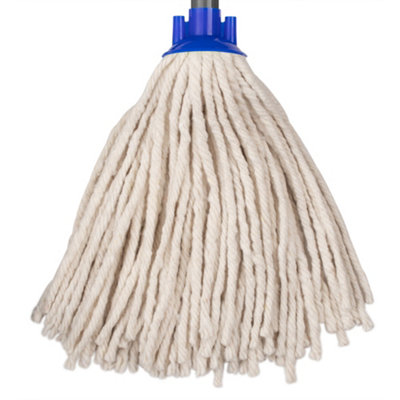 Hardys Replacement Mop Head - 22mm Diameter Screw In Socket, Colour Coded, Cotton Yarn, High Absorption, Wet & Dry Use - Blue