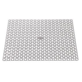 Hardys Sink & Draining Board Mat - Flexible, Protects Basin & Draining Board, Expands Drying Space, Plastic - Silver, 40cm x 35cm