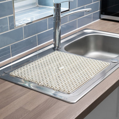 Hardys Sink & Draining Board Mat - Flexible, Protects Basin & Draining Board, Expands Drying Space, Plastic - White, 40cm x 35cm