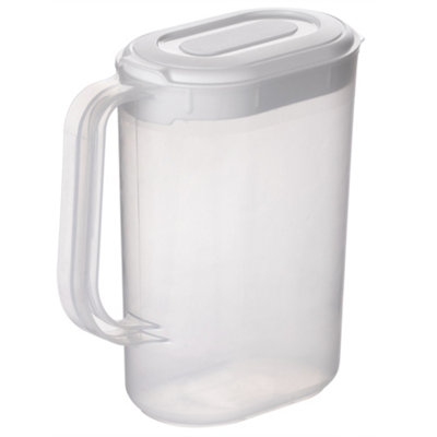 Hardys Slimline Fridge Door Jug - 1.5L Capacity, Reversible Pour and Store Lid, BPA Free Clear Plastic, Dishwasher & Freezer Safe