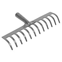 Hardys Soil, Gravel, Leaves & Garden Rake Head - Carbon Steel & 12 Tines, Fits Most Poles, Screw Hole for Secure Fit, 30cm Wide