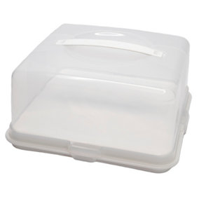 Hardys Square Cake Carrier Box - Hard Plastic Dome & Stand, Airtight Lockable Clips, Carry Handle - Dishwasher Safe, 30cm