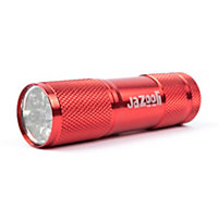 Hardys Super Bright 9 LED Mini Small Aluminium Metal Torch Flashlight Pocket Light - Red
