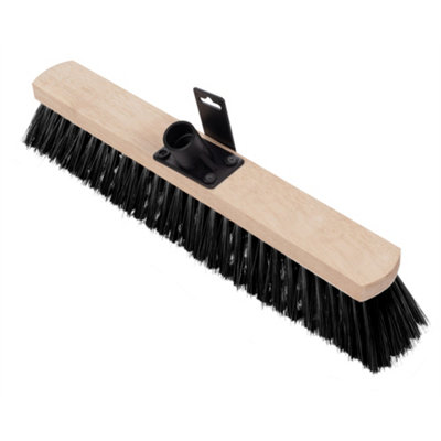 Hardys Sweeping Brush Head Replacement - Garden Yard Stiff Bristle Brush, Hard Beech Stock, Fitted Bracket - 30cm x 6cm x9cm