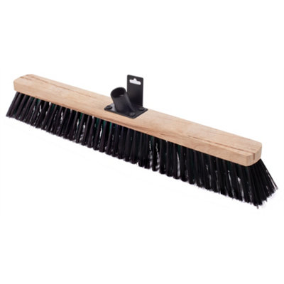 Hardys Sweeping Brush Head Replacement - Garden Yard Stiff Bristle Brush, Hard Beech Stock, Fitted Bracket - 60cm x 6cm x9cm