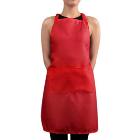 Hardys Unisex Apron - Polyester Linen, Double Front Pocket / Catering, BBQ, Art, Cooking - Approx. size 540mm x 740mm - Red