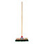Hardys Wooden Brush Broom Heavy Duty Stiff Synthetic Plastic Bristles Outdoor Yard Driveway Sweeping Long Handle - 15"