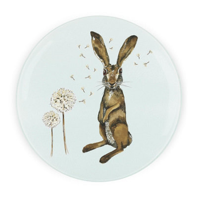 Hares Glass Worktop Protector - Textured Round Chopping Board Worktop Saver