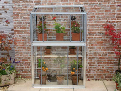 Harewood 3 Feet 4 Inches Lean to Mini Greenhouse - Aluminum/Glass - L100 x W53 x H151 cm - Black