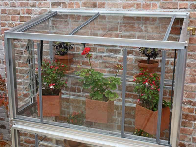 Harewood 3 Feet 4 Inches Lean to Mini Greenhouse - Aluminum/Glass - L100 x W53 x H151 cm - Black