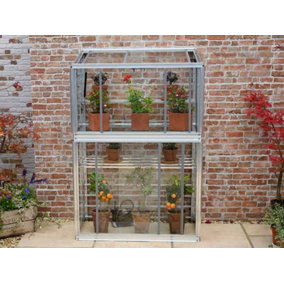 Harewood 3 Feet 4 Inches Lean to Mini Greenhouse - Aluminum/Glass - L100 x W53 x H151 cm - Chestnut Brown