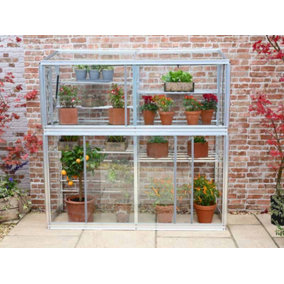 Harewood 5 Feet Lean to Mini Greenhouse - Aluminium/Glass - L1.51 x W0.053 x H1.51 cm - Black