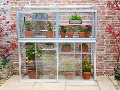 Harewood 5 Feet Lean to Mini Greenhouse - Aluminium/Glass - L1.51 x W0.053 x H1.51 cm - Racing Green