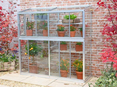 Harewood 5 Feet Lean to Mini Greenhouse - Aluminium/Glass - L1.51 x W0.053 x H1.51 cm - Without Coating