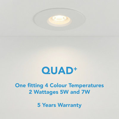 Harled Quad+ Fire Rated LED Downlight Switchable 5W-7W and 4 CCT IP65 ...