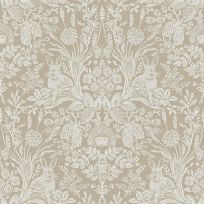 Harlen Woodland Damask Wallpaper Beige Holden 13559