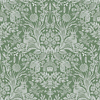 Harlen Woodland Damask Wallpaper Green World of Wallpaper 50342