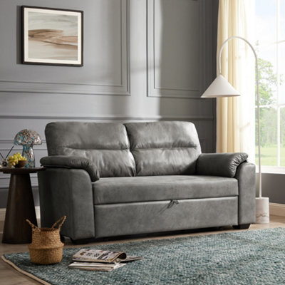 Grey faux store leather sofa