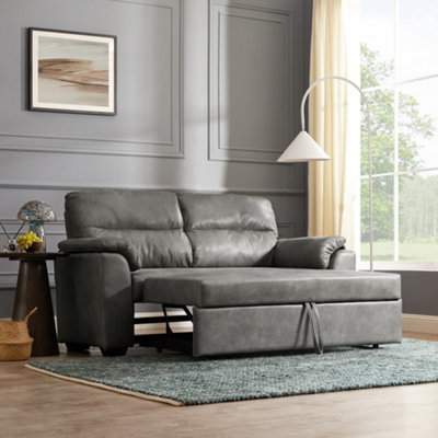 Leather pull out deals sofa