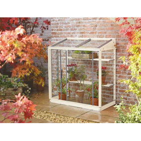 Harlow 3 Feet 4 Inches Lean to Mini Greenhouse - Aluminum/Glass - L100 x W53 x H95 cm - Antique Ivory