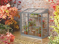 Harlow 3 Feet 4 Inches Lean to Mini Greenhouse - Aluminum/Glass - L100 x W53 x H95 cm - Smokey Grey