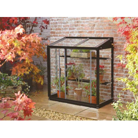 Harlow 3 Feet 4 Inches Lean to Mini Greenhouse - Aluminum/Glass - L100 x W53 x H95 cm - Without Coating