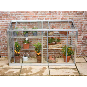 Harlow 5 Feet Lean to Mini Greenhouse - Aluminum/Glass - L151 x W53 x H95 cm - Black
