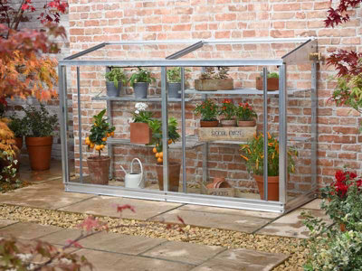 Harlow 5 Feet Lean to Mini Greenhouse - Aluminum/Glass - L151 x W53 x H95 cm - Black