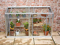 Harlow 5 Feet Lean to Mini Greenhouse - Aluminum/Glass - L151 x W53 x H95 cm - Chestnut Brown