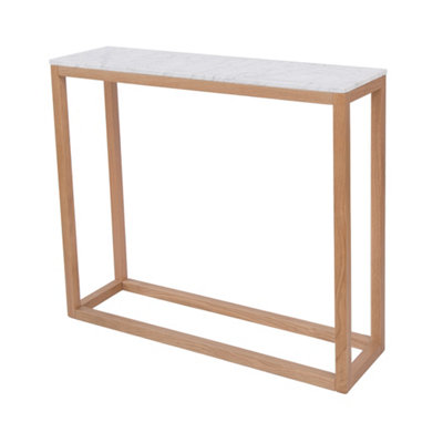 Harlow Oak & White Marble Console Table - Contemporary Elegance with Unique Design