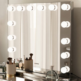 Harlow Silver Hollywood Mirror with Bluetooth Speakers