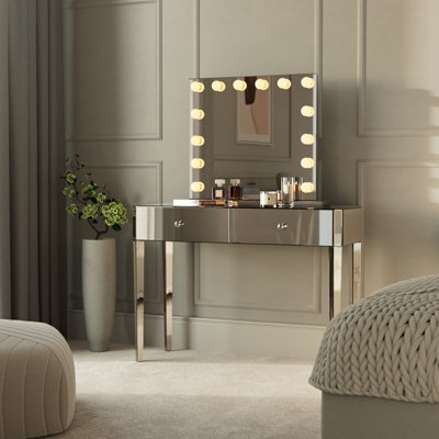 Harlow x Ivy Silver Hollywood Mirror Dressing Table DIY at B&Q