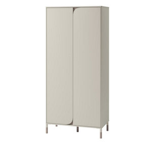 Harmony 01 Hinged Wardrobe in Cashmere & Truffle - 920mm x 2010mm x 500mm - Sleek Organisation with Push-to-Open