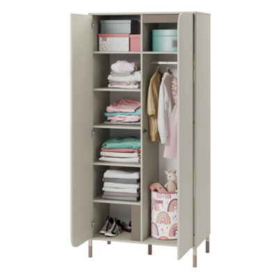 Harmony 01 Hinged Wardrobe in Cashmere & Truffle - 920mm x 2010mm x 500mm - Sleek Organisation with Push-to-Open