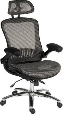 Harmony Mesh Executive Chair Grey with removable headrest, gas lift seat height adjustment and tilt to seat and back