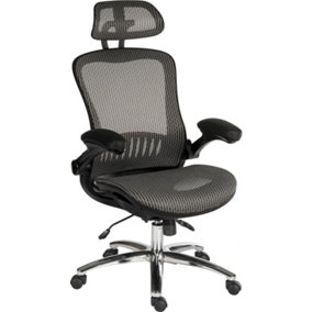 Harmony Mesh Executive Chair Grey with removable headrest, gas lift seat height adjustment and tilt to seat and back