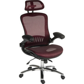 Harmony Mesh Executive Chair Red with removable headrest, gas lift seat height adjustment and tilt to seat and back