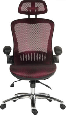 Harmony Mesh Executive Chair Red with removable headrest, gas lift seat height adjustment and tilt to seat and back